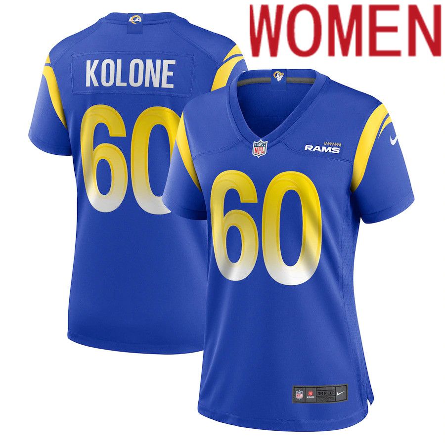 Women Los Angeles Rams #60 Jeremiah Kolone Nike Royal Game Player NFL Jersey->women nfl jersey->Women Jersey